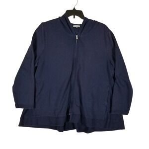 Habitat Zip-Up Hoodie Women XXL Navy Blue Swing 3/4 Sleeve Cotton Blend
